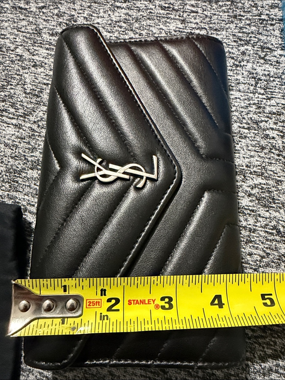 Saint Laurent Lou Lou Wallet - Black Quilted Leather with Silver YSL Logo - Picture 15 of 15